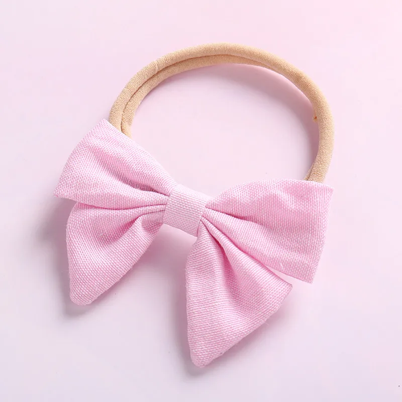 Handmade Cute Fabric Cotton Bows Nylon Headbands Children Girls Bow Tie