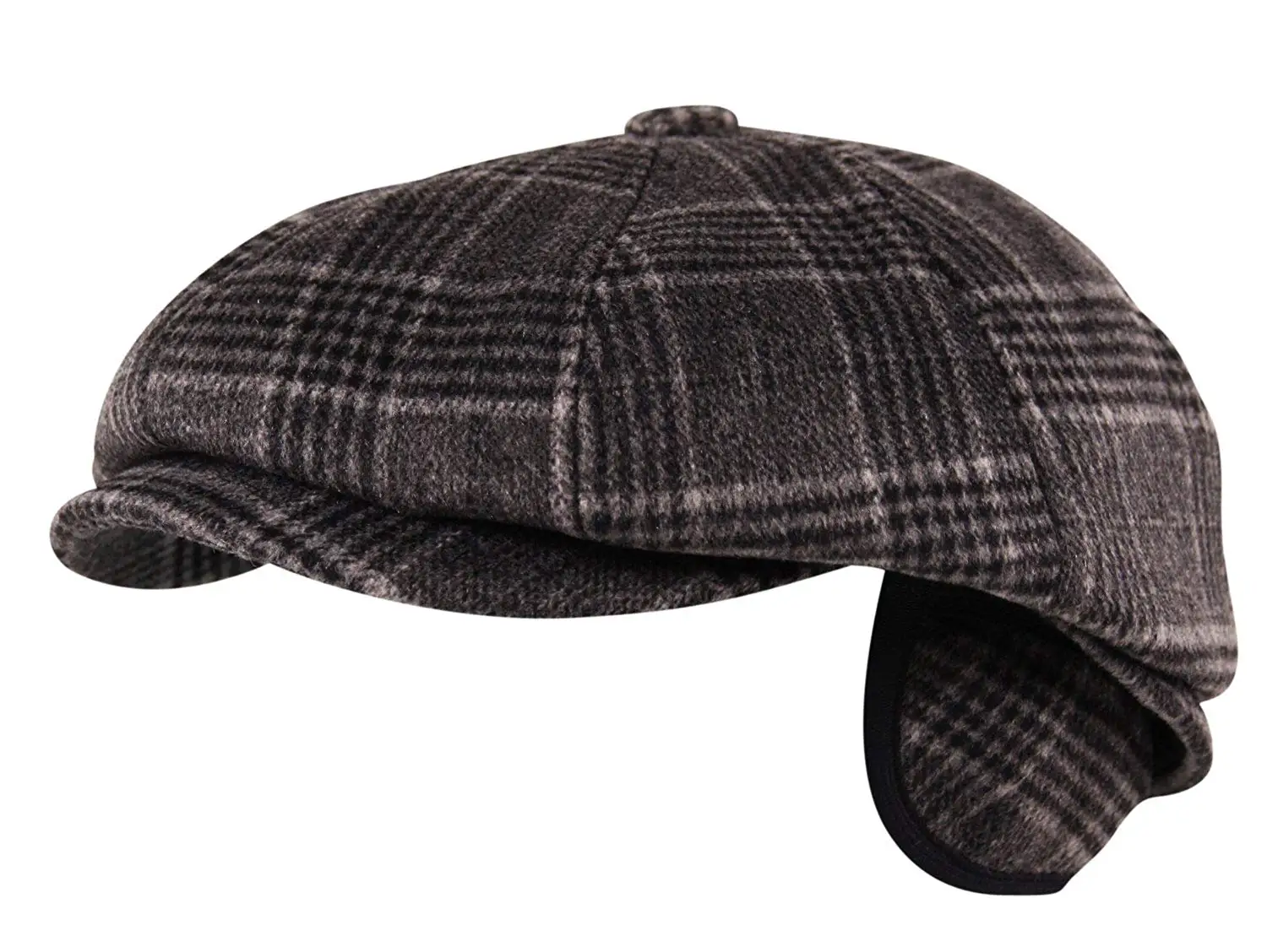 Itzu Mens Flat Cap Hat Woven Brushed Cotton Panel Tweed Gatsby in Natural Beige or Grey