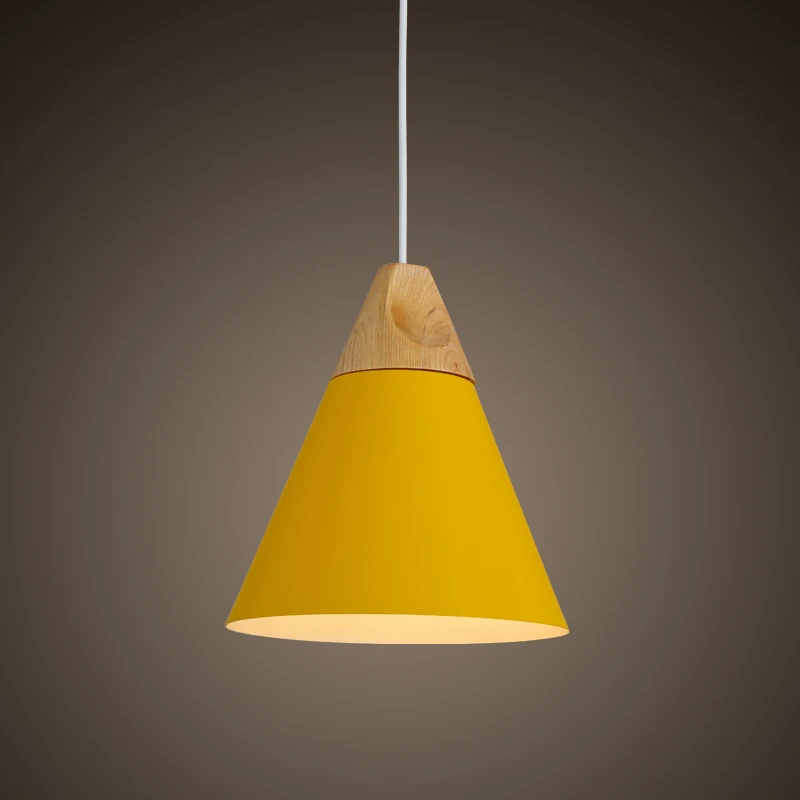 Speaker shape restaurant pendant light yellow color crystal wooden mini chandelier