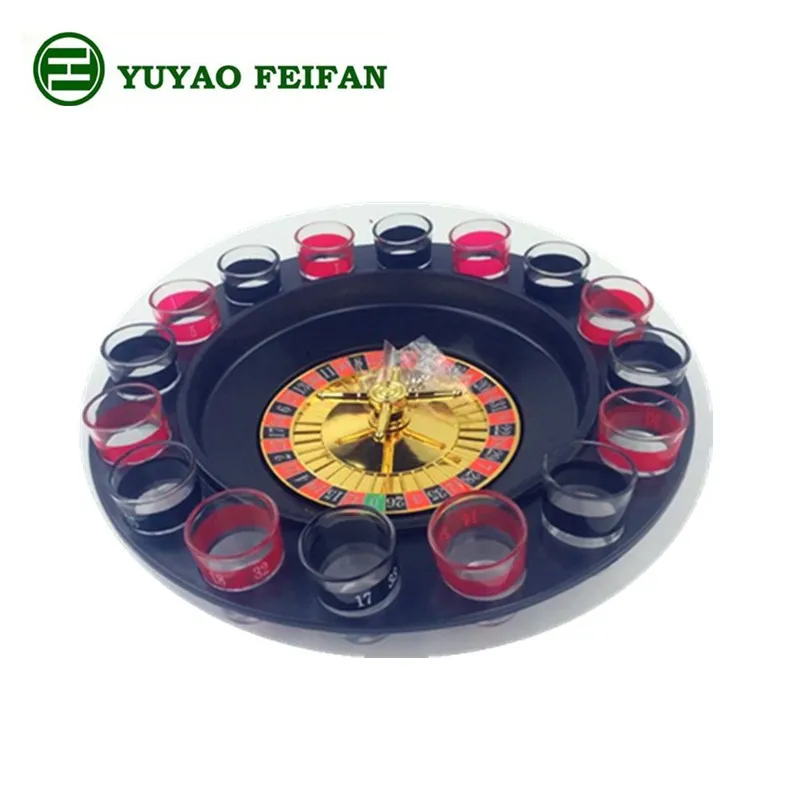 32"casino Mini Lucky Roulette Wheel With 16pcs Cups In Drinking Game