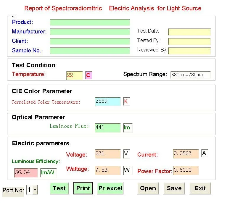 Test report of LITE  spectrorodiometer A