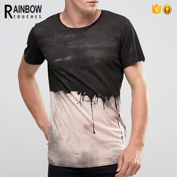 men paint drip print skinny shirt