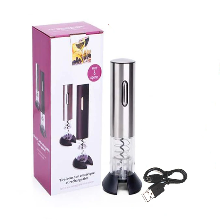 Rechargeable electric stainless steel material wine bottle opener