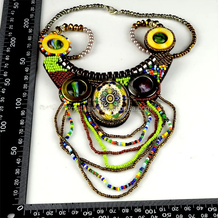 Fashion designs colourful native style pendant applique, collar beads trimming for neck decoration