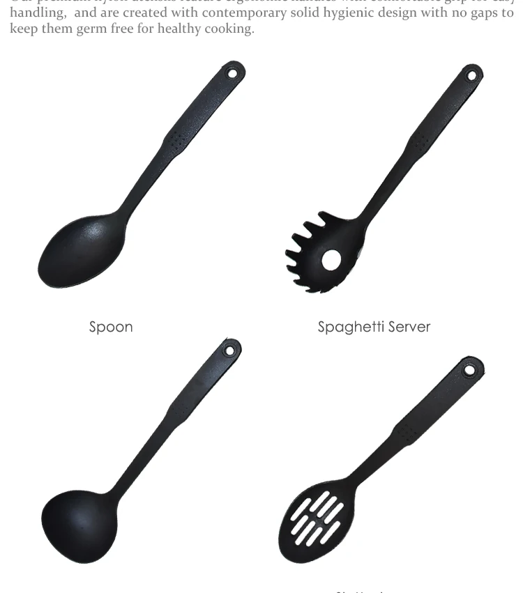 8pcs Nonstick Multipurpose Bonny Nylon Kitchen Utensils,Black Kitchen