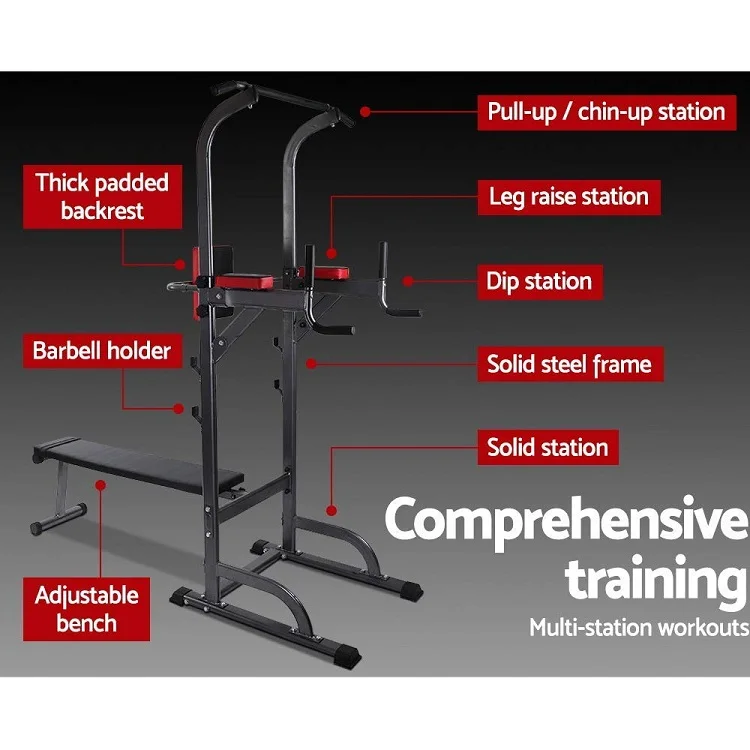 Power Tower Bench Workout Station Pull Up Dip Station Home Gym