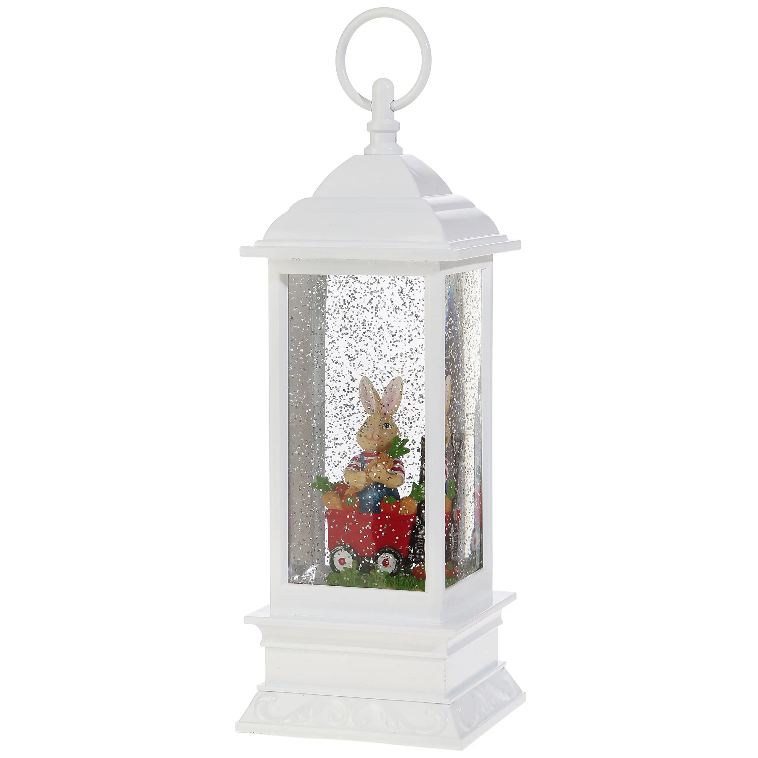 Buy Easter Snow Globe Lantern 11 Inch, White Glitter Light Up Snow