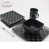 Hot Sell Black Square Modern Dinnerware Sets Clearance