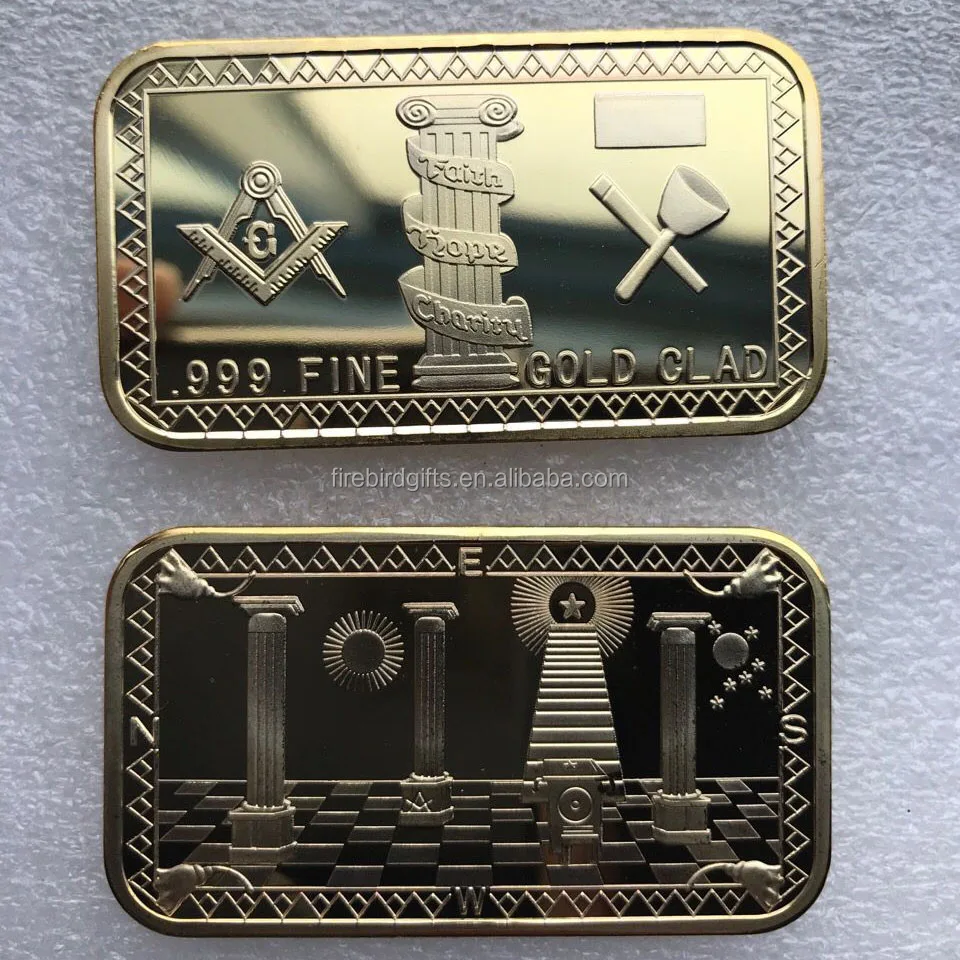 24k Gold Clad Masonic Freemasonry Gold Bar Bullion - Buy Gold Bar ...