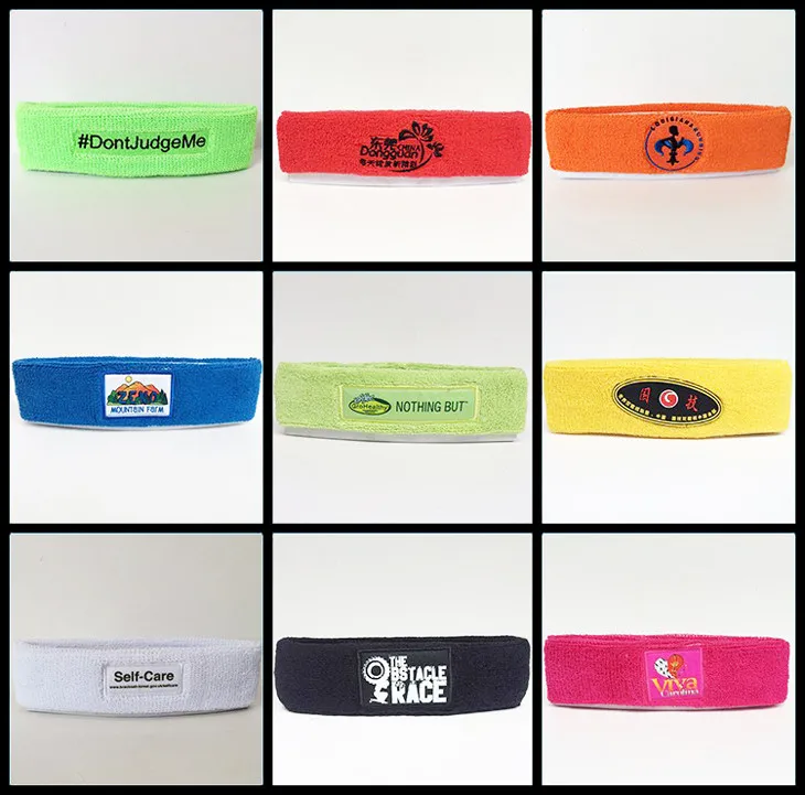 Custom Design Your Own Logo Head Sweat Band Blue Cotton Elastic Sports