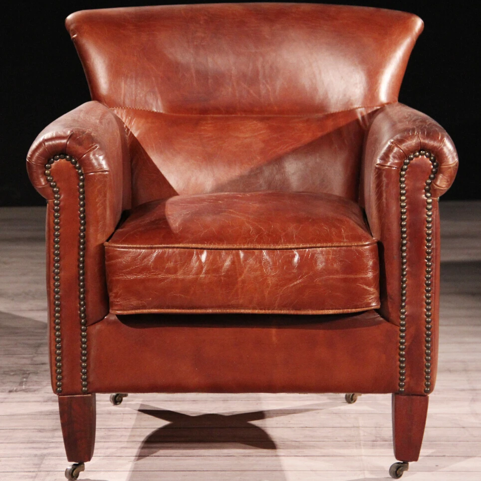 Deluxe Club Hennessy Bruin Lederen Fauteuil Met Wielen Buy Lederen