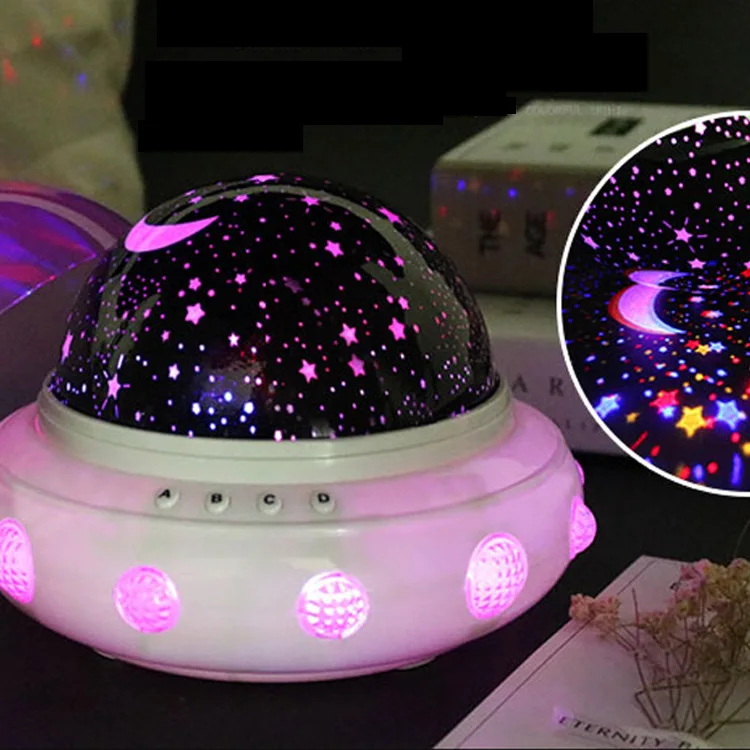 Wholesale Stock Small Order Creative UFO Shape Star Sleeping Projector Night Light