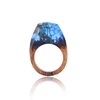New Design Girl Gift Miniature Landscape Sea Breeze Forest Wood Ring Resin Rings Handmade Natural Transparent Rings for Women