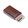 Credit Card Holder Minimalist Slim Wallet RFID Front Pocket Card Protector with Leather Cover Metal Case for Men & Women