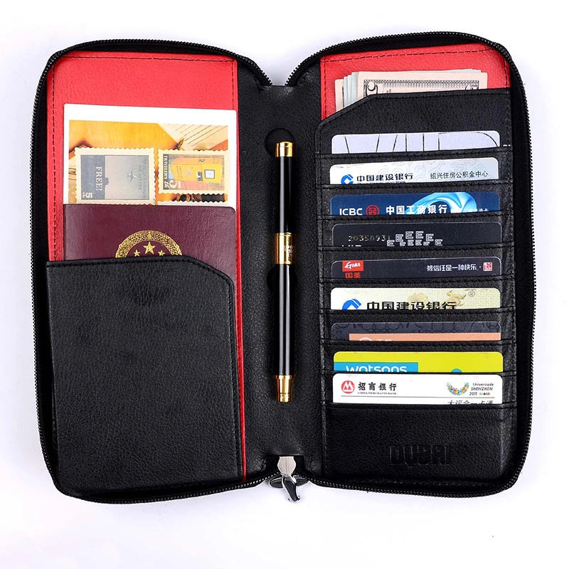 faux leather travel document holder