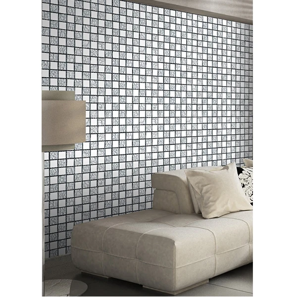 White living room wall decoration mirror mosaic glass tile