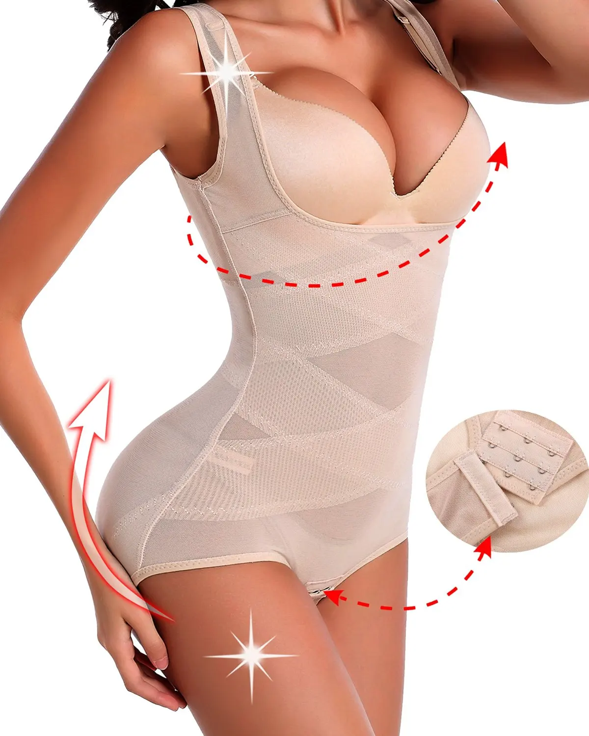 CHENXI 2017 Womens Plus Size Suspenders Breathable Chest Supporting Bodybuilding One Piece Bodysuit Shapewear Vest