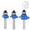 L-N092 3pc 1/4 inch Round Over Router Bits set for woodworking face mill with bearing milling cutter Corner Round Over bits