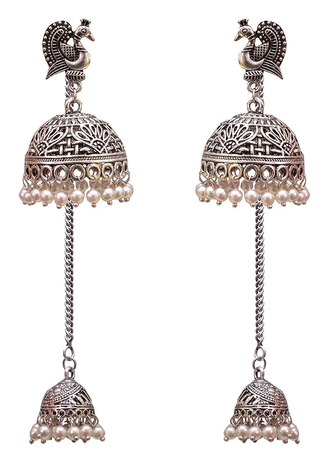 Buy Sansar India Oxidized Kashmiri Jhumka Jhumki Indian Earrings 