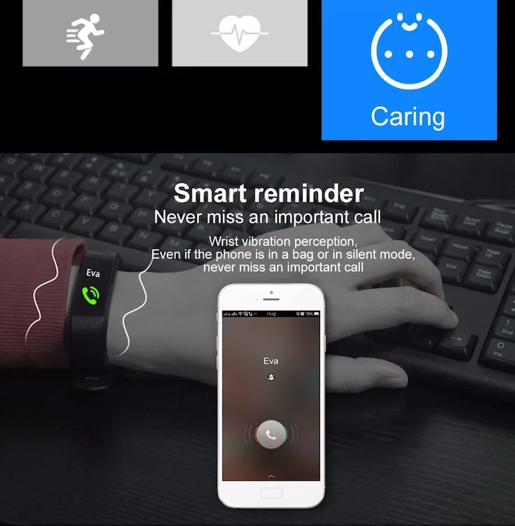 ID115 HR Plus Smart Bracelet Waterproof Sport Blood Pressure Fitness Tracker Heart Rate Monitor Wristband