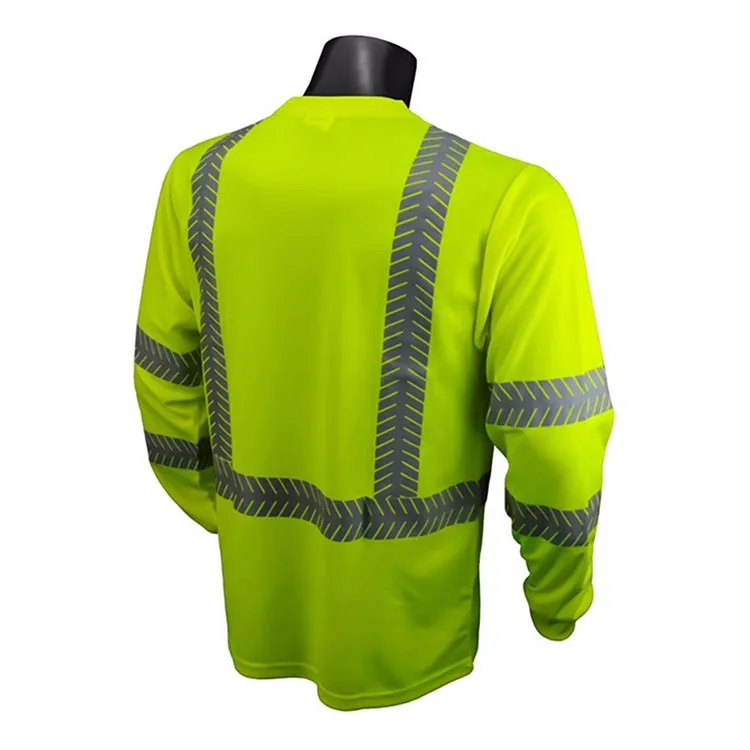 100 Polyester Fluorescent Yellow Long Sleeve Safety Tshirt Buy Long