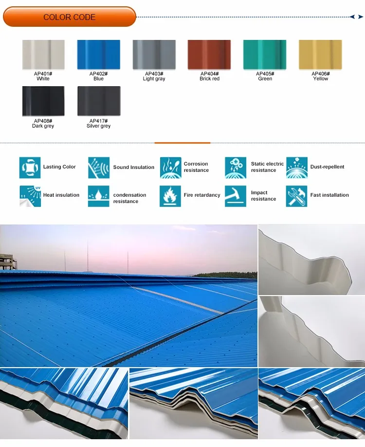 Newest technology APVC trapezium plastic sheet for roofing covering
