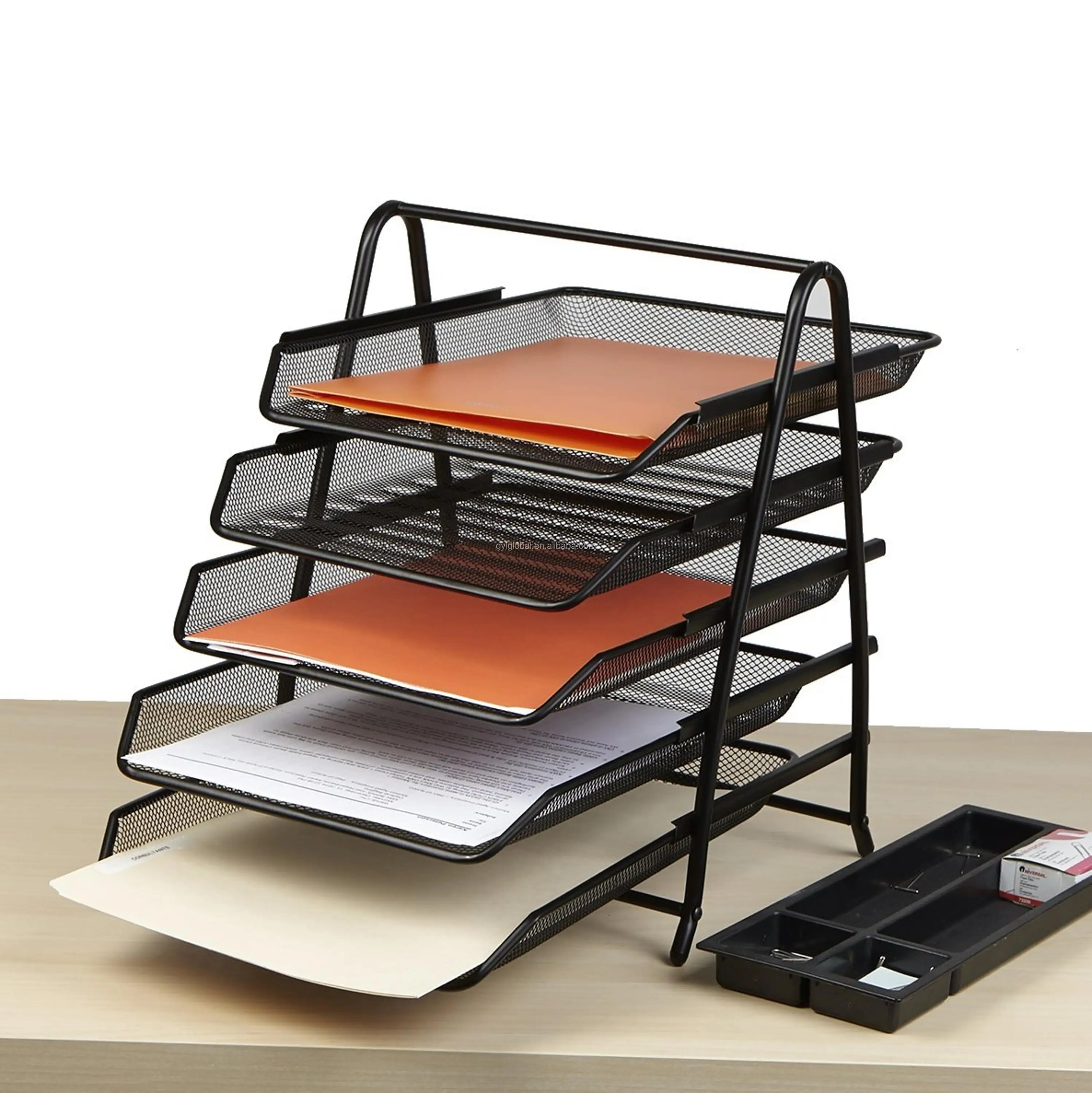 5 Tier Steel Mesh Paper Tray Desk Organizer Takes Up Little Desk