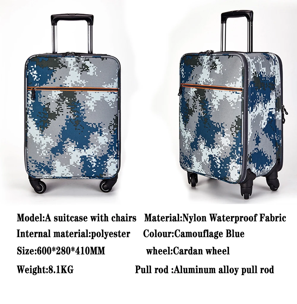 Luggage Case With Folding Chair Luggage Travel Bags Suitcase Trolley