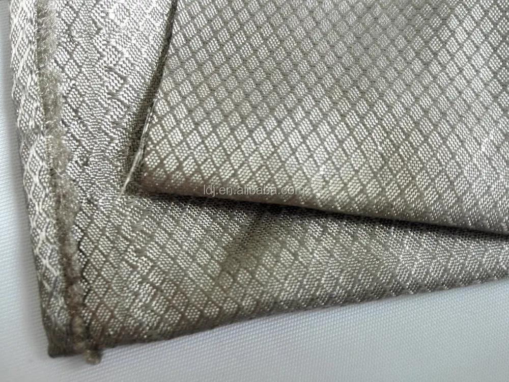 100% 银纤维金刚石格子织物,用于电磁屏蔽工作服或个人连衣裙或服装