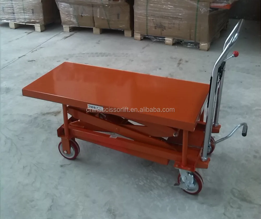 Hydraulic Manual Scissor Lift Trolley/portable Hydraulic Trolley Lifter