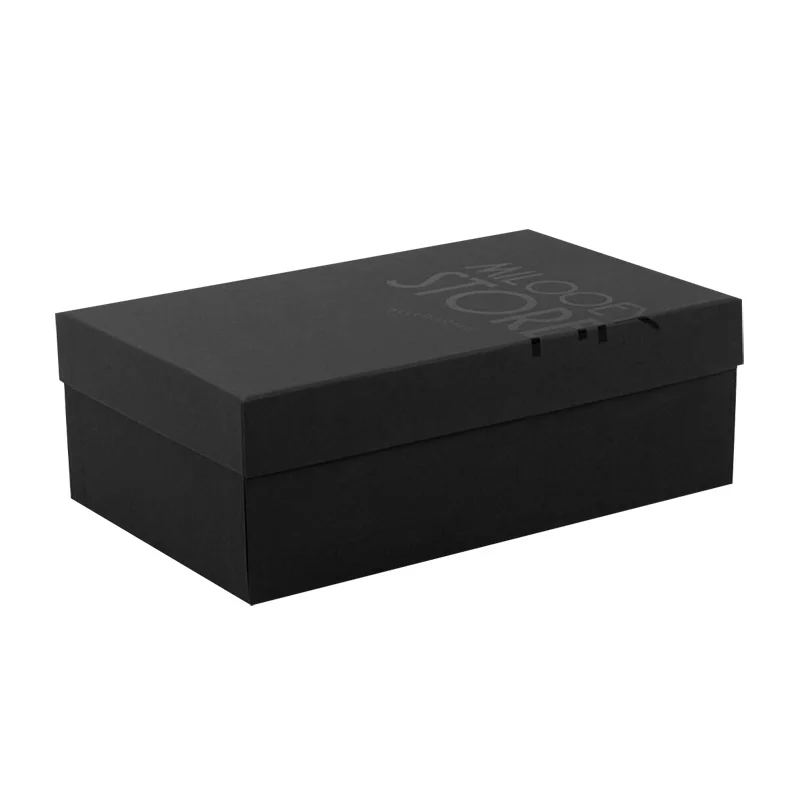 Handmade Luxury Matte Black Cardboard Shoe Packing Box With Lid For ...