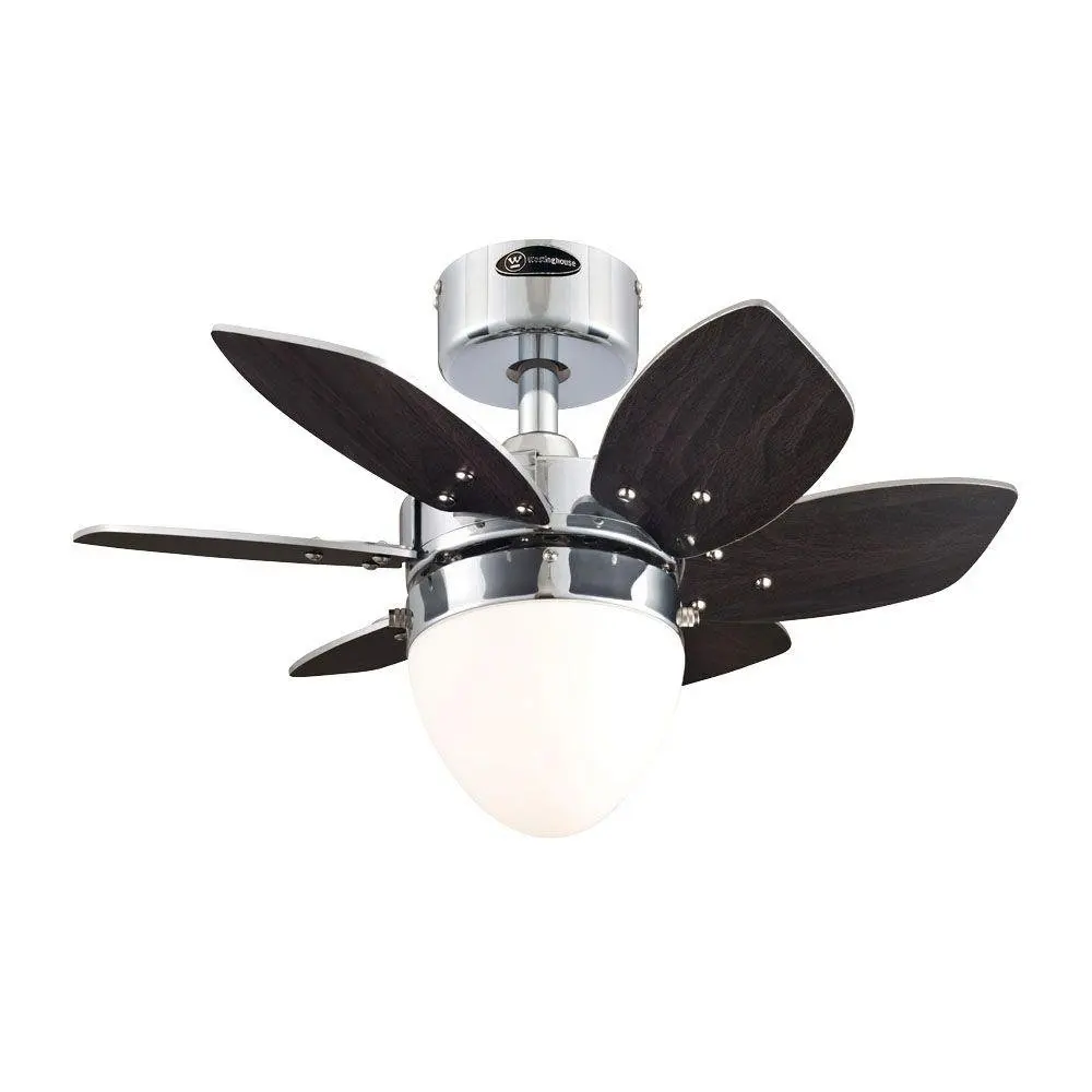 Westinghouse 7864400 24" Chrome 6-Blade Reversible Ceiling Fan with Light
