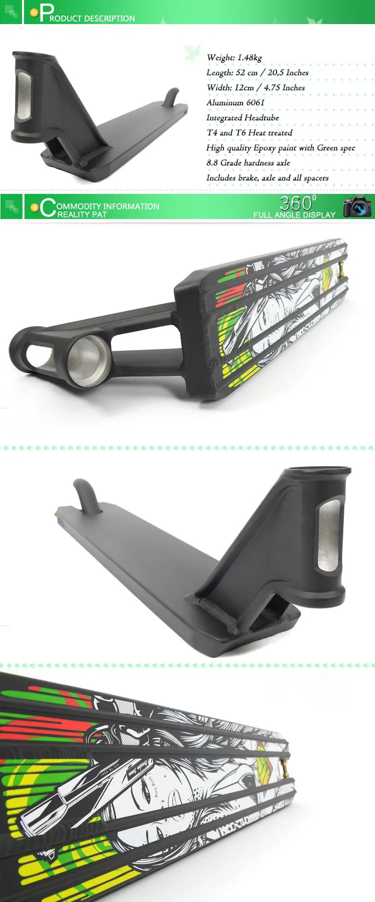 Professional Stunt Scooters Deck,Pro Scooter Aluminum Deck With T6 Heat