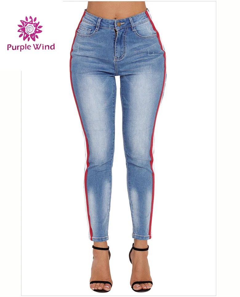 2019 Ladies Stretched Blue Broken Hole Jeans Wholesale China  Pants High Waist Jeans Women