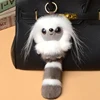 Hot Sale Fashion Furry Cute Imitation Raccoon Bear Fur Keychain Plush Fur Bag Charm Key Chain With Clasp