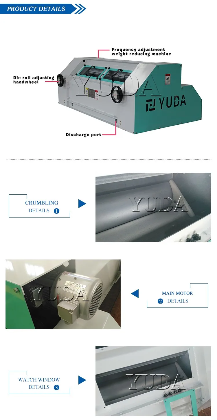 YUDA Roller Crusher For Grain,Wheat, Barley And Maize For Animal Feed Milling Plant