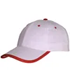 Promotion 100% cotton white blank sports hat 6 panel bordered cap with sewn eyelets