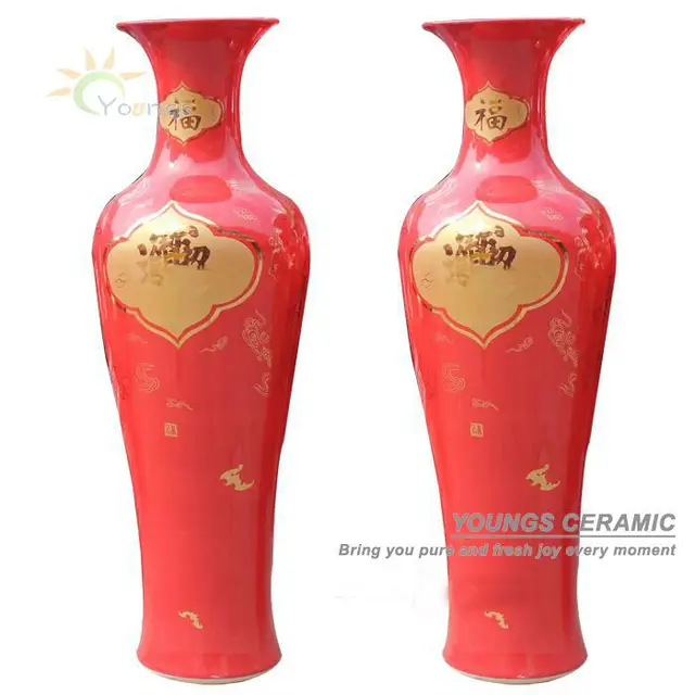 Large China Red Porcelain Floor Vase For Indoor Home Decorr Home