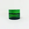 universal cosmetic packaging green glass jar cosmetic with plastic cap
