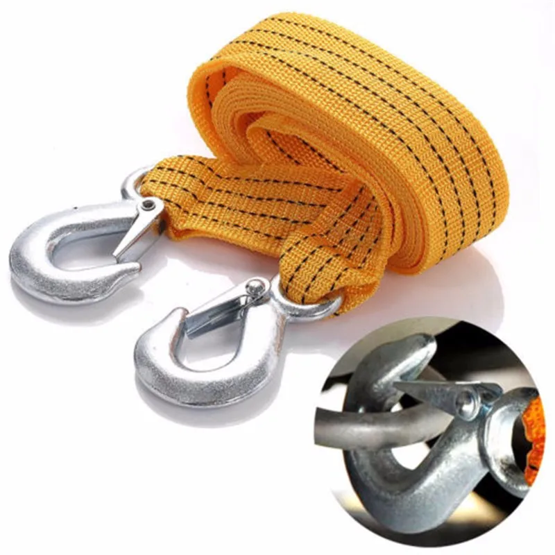 3t 5m Heavy Duty Custom Car Tow Rope Tow Strap With Hooks For Tractors