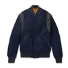 OEM Men Long sleeve Leather-Trimmed Wool-Blend Bomber Jacket