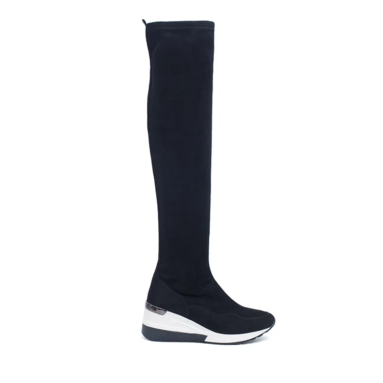 black wedge sock boots