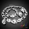 european charms compatible crystal glass beads jewelry set silver plated jewelry set
