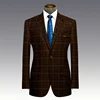 OEM fashion comfortable 100%wool check fabric new men's coat pant designs wedding suit