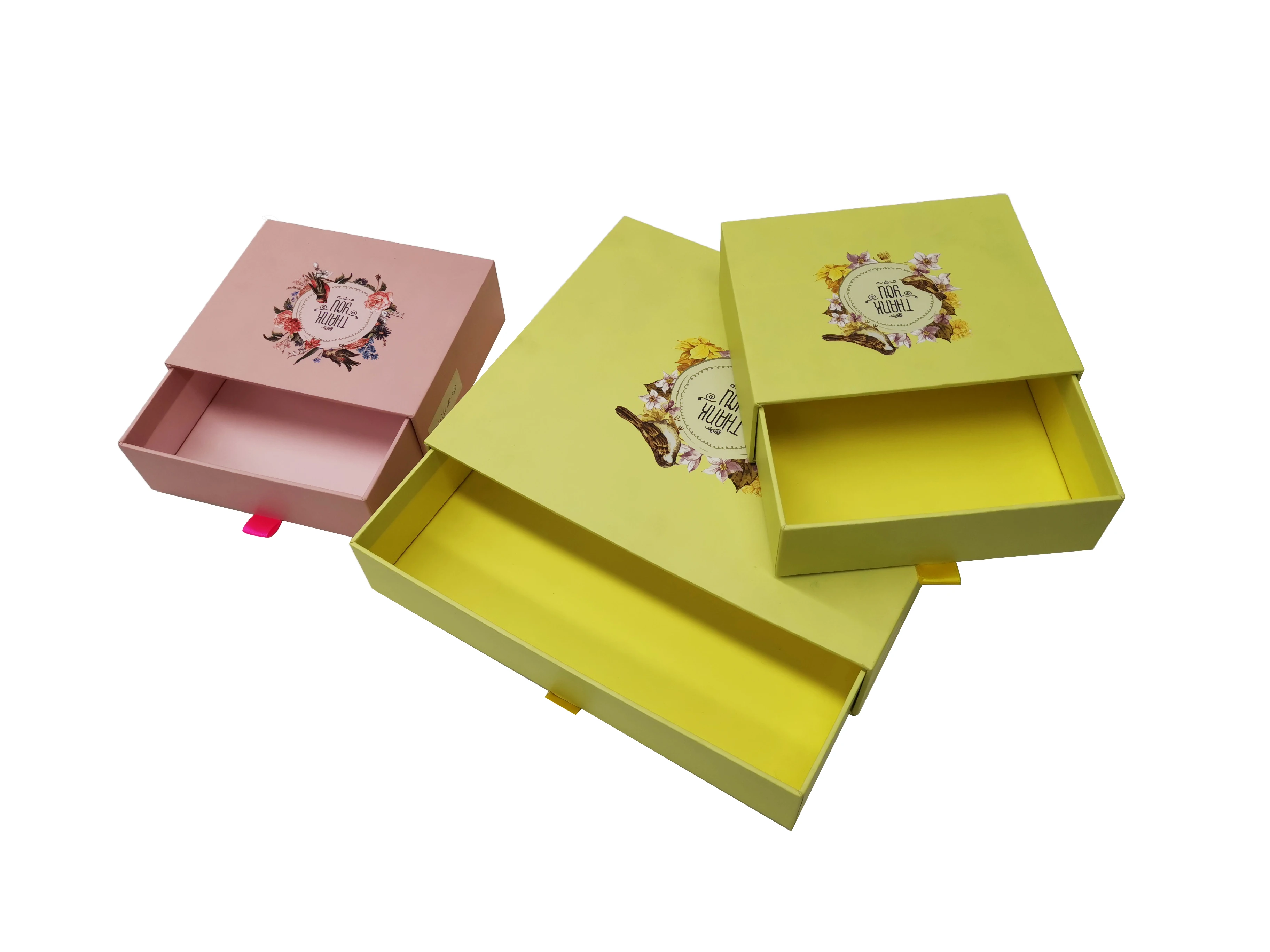 Yellow Gift Box Cardboard Drawer Packaging Box With Custom Logo