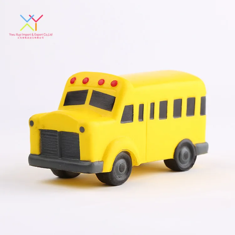 Cute pu promotional gift stress ball, yellow school bus shape stress ball