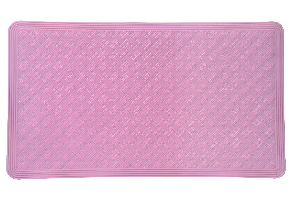 Woven Pattern Silicone Bath Mat,Translucent Bathroom Mat With Suction
