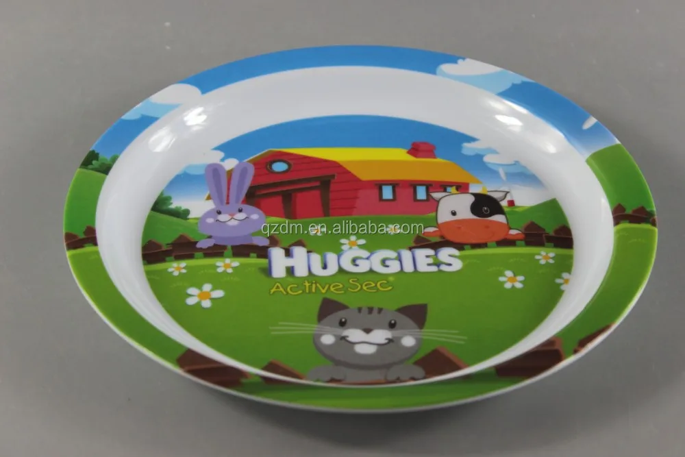 21cm Plastic Kids Dinner Plate 100% Melamine Or 30% Melamine