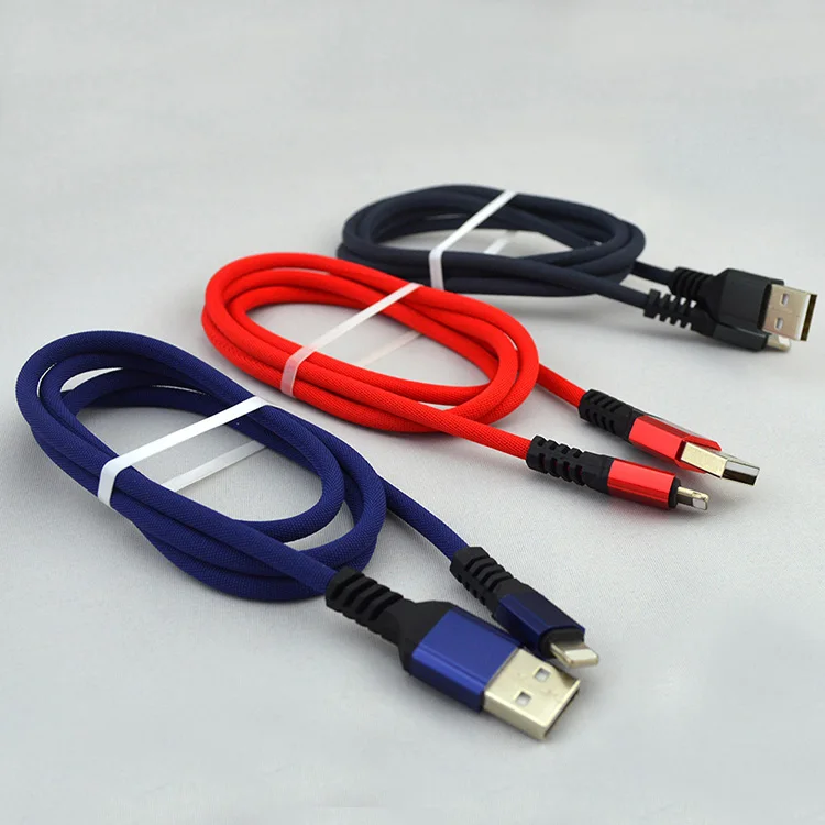 Top quality durable thick cloth braided usb data sync charging cable for iphone with custom logo - ANKUX.COM
