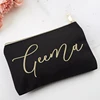 China wholesale small order zip cotton pouch cosmetic storage bag black pencil pouch canvas with custom gold zipper closure